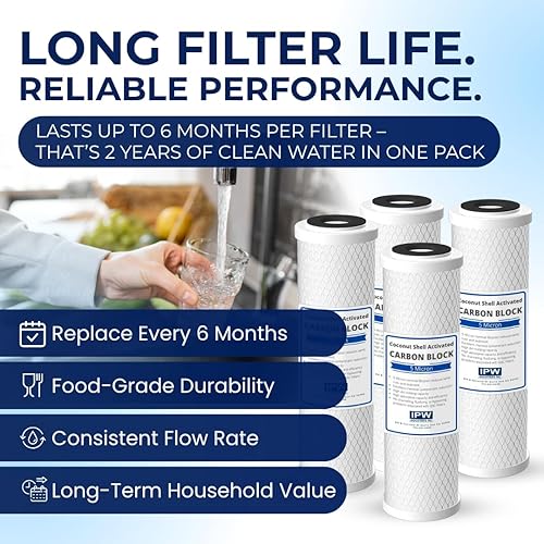 Miniatura 7 de IPW Industries Inc Juego de 4 filtros de agua compatibles con GE GXWH04F, GXWH20F, GXWH20S y GXRM10, cartucho de repuesto de bloque de carbono