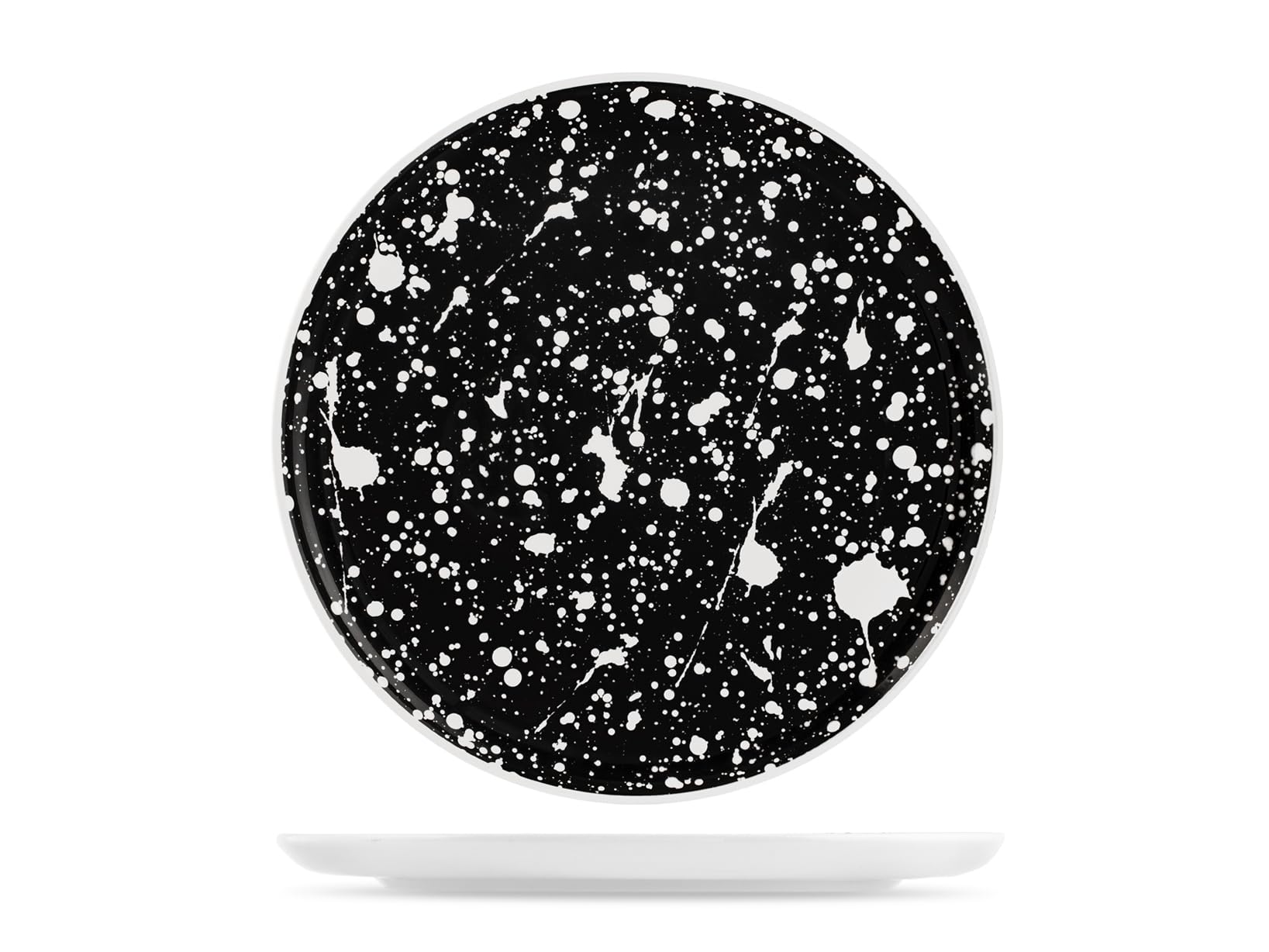 H&H, Service de table noir, lot de 18 pièces, assiettes avec design croquis blanc et noir, Stoneware, lavable au lave-vaisselle