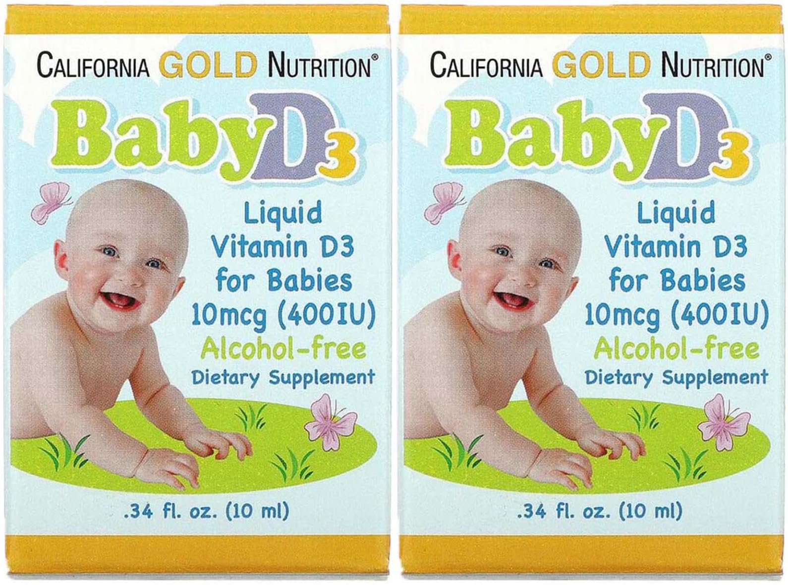 California Gold Nutrition Baby Vitamin D3 Liquid D3 Supplement for Babies, Vegetarian Friendly - Developmental Support - Alcohol & Gluten Free, Non-GMO - 10 mcg (400 IU) - 0.34 fl oz (10 ml), 2