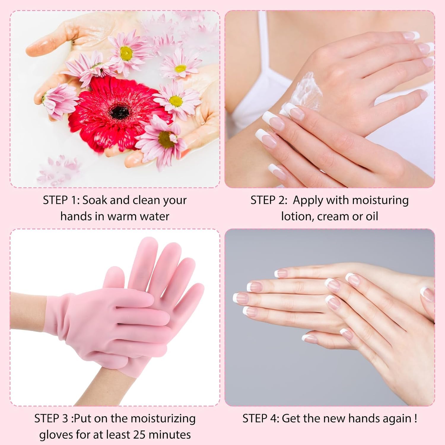 ZAYQAHAUS Hydrating Moisturizing Gloves with Aloe Vera Gel | Reusable Spa Hand Care Gloves for Women | Anti-Slip, Breathable Design for Soothing Dry Hands, Rough Skin, and Cracked Heels - (Pack of 1) 4