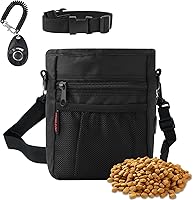 Kisslaef Dog Treat Pouch with Magnetic Closure, Clicker & Poop Bag Dispenser - Large Hands-Free Training Bag for Treats