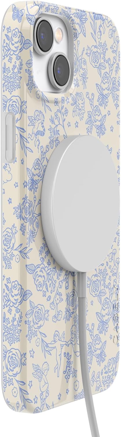 Casely iPhone 14 Plus Case | Cupid's Canvas | Periwinkle Floral | Compatible with MagSafe | Classic Ultra Slim Design