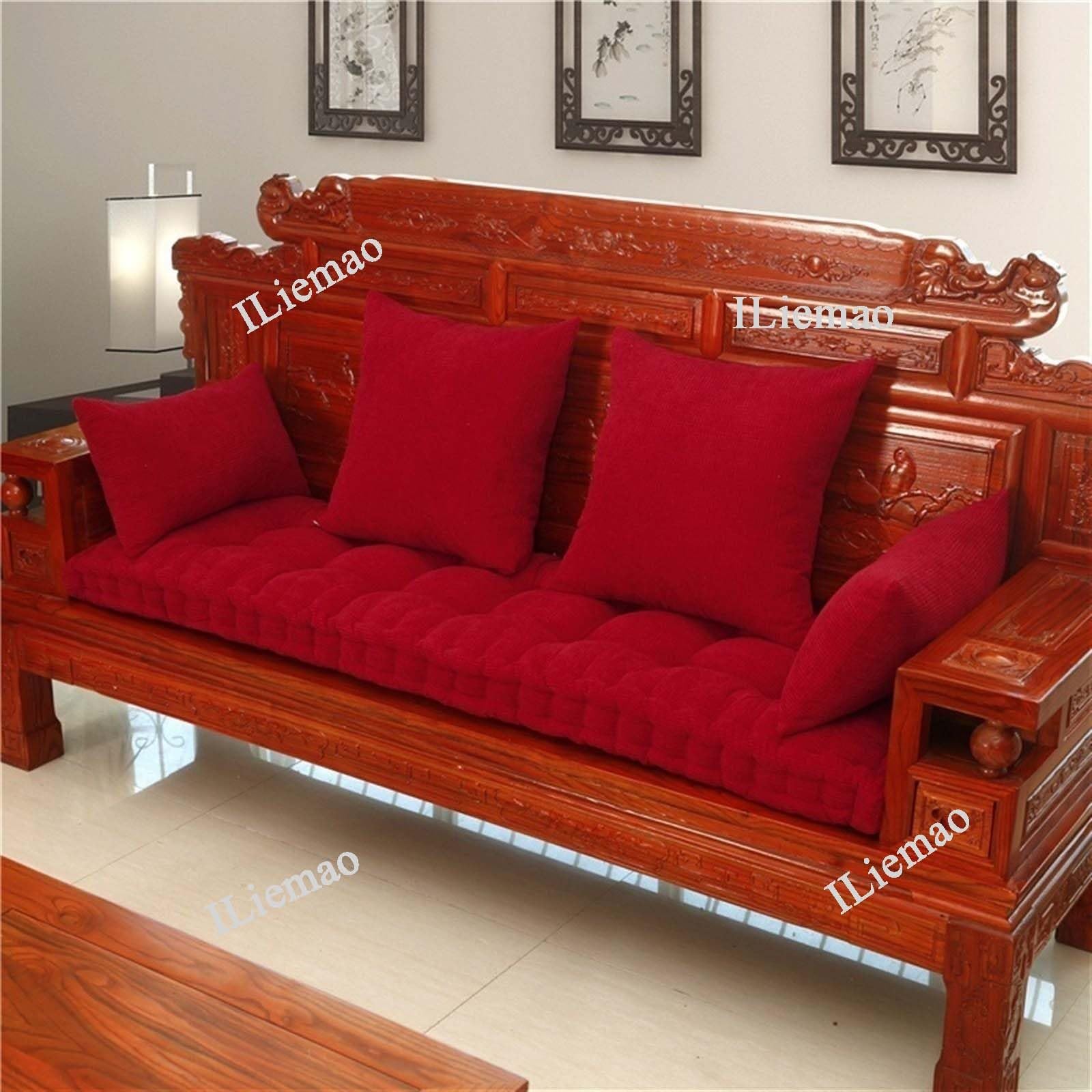 1 Seater 2 Seater Porch Swing Cushion Bench Cushion Outdoor Indoor 120cm 150cm 3 Seater 100cm 140cm 240cm Garden Cushions 50x50 Reversible Chair Pad 40x40 Cushion for Office Chair Garden Bench(Red 1N - Image 5