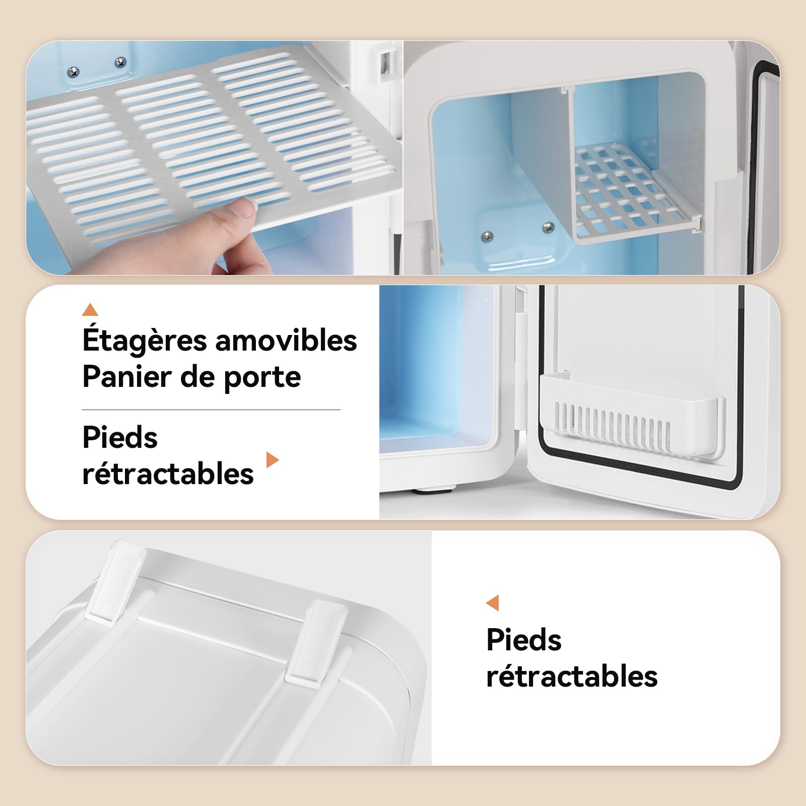 YU YUSING Mini Frigo Cosmétique 4L avec Miroir LED, Petit Frigo de Chambre Cosmétique avec Fonction Chaud/Froid, Mini Réfrigérateur Portable, 12V/220V, Miroir Maquillage pour Voitures (Blanc)