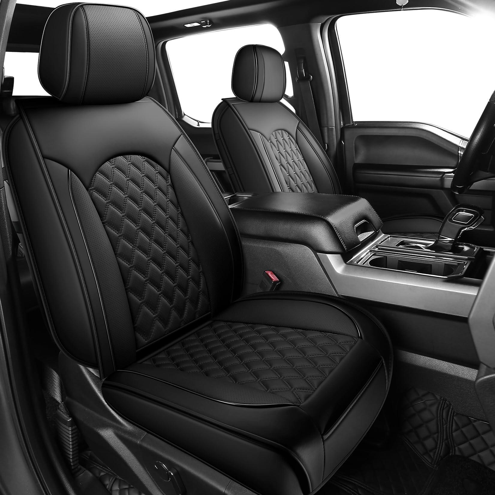 Sxikin Faux Leather Ford F150 Seat Covers Front Seats, Luxury Super Duty Waterproof Truck Seat Covers Custom Fit for 2009-2024 2025 F150 SuperCrew and