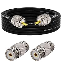 Vista 22 de Cable coaxial CB, cable coaxial RG58 de 25 pies, cable PL259 macho a macho + adaptador SO239 hembra a SMA/UHF/BNC, paquete de 4 unidades para antena