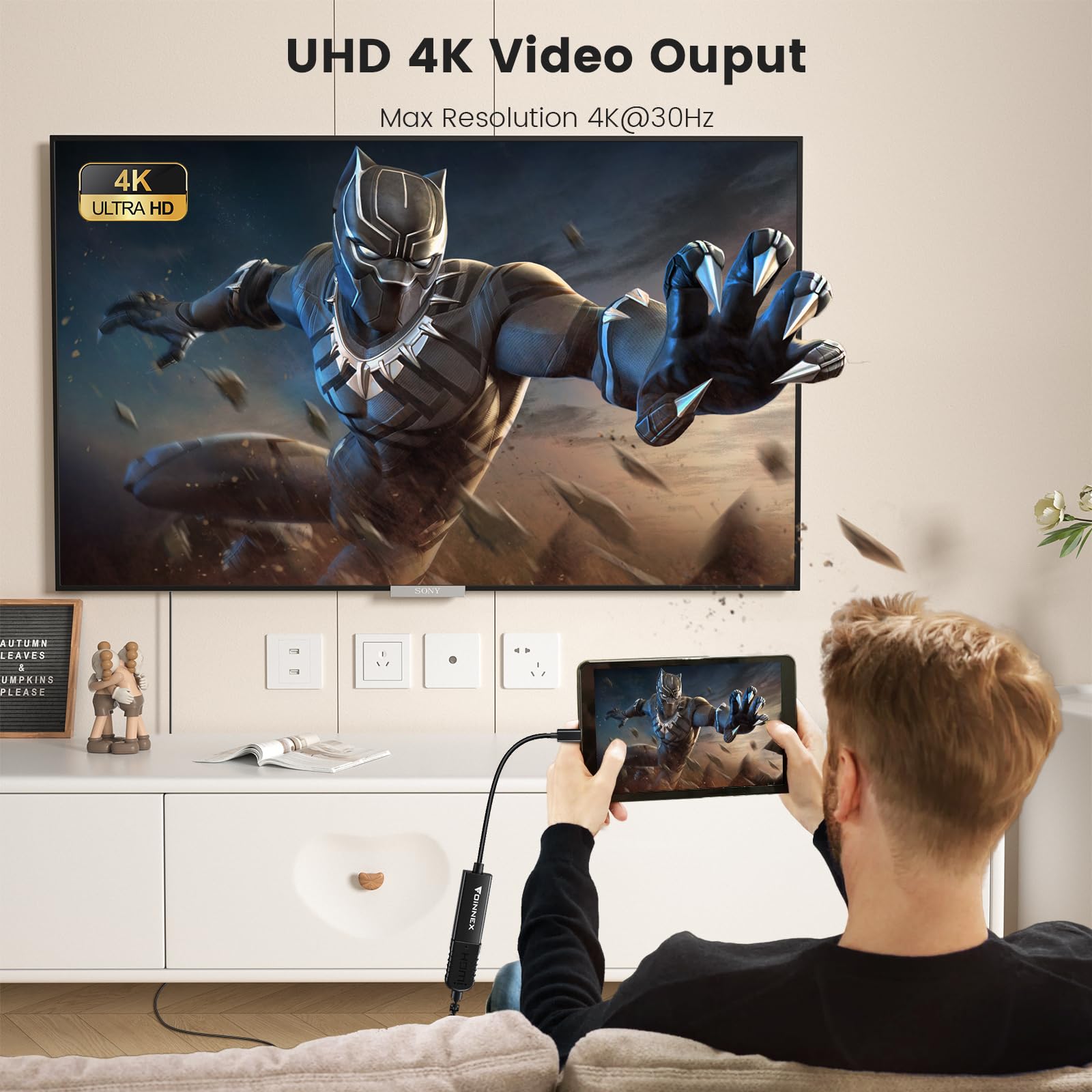 FOINNEX USB C auf HDMI Adapter, 4K Nintendo Switch Type C zu HDMI Konverter Ladefunktion für Samsung dex S10/S9/S8 Plus, Note 10/9/8, Huawei P30/P20, MacBook Pro, Surface Pro 7, Handy zu TV