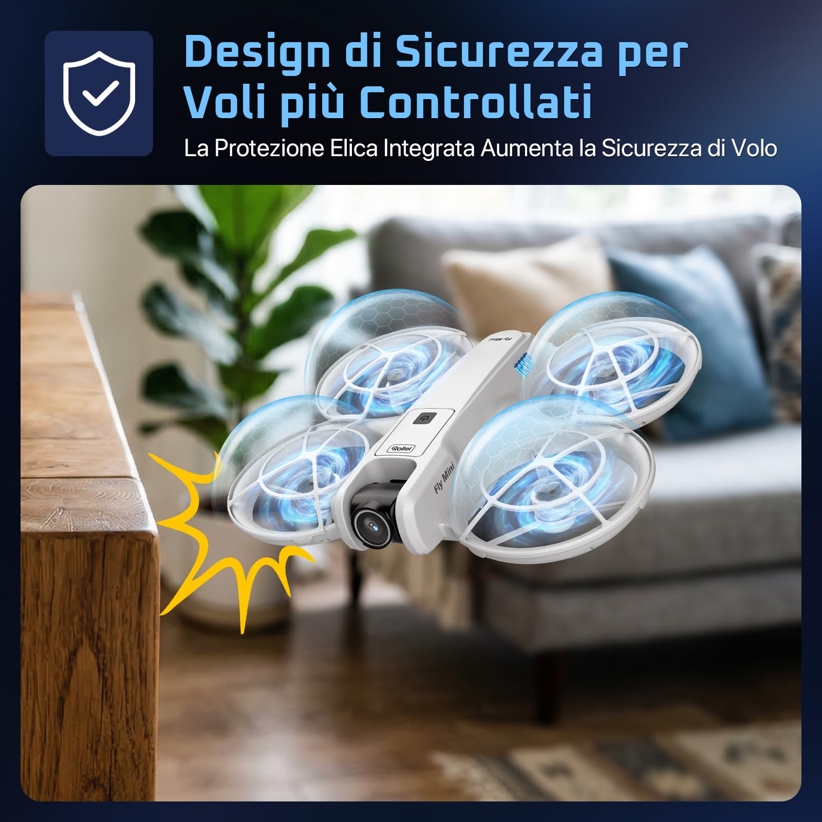 Mini Drone Rollei Fly Mini Droni con Fotocamera 720P Drone Quadricottero con Modalità senza Testa 360° Rotazione Telecomando e APP Meno di 250 g per Principianti e Appassionati Droni-Drones-Fotocamera