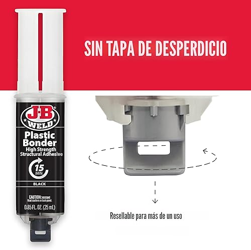 Miniatura 6 de J-B Weld 50139 - Panel de plástico adhesivo y jeringa de relleno de huecos color negro 08fl oz