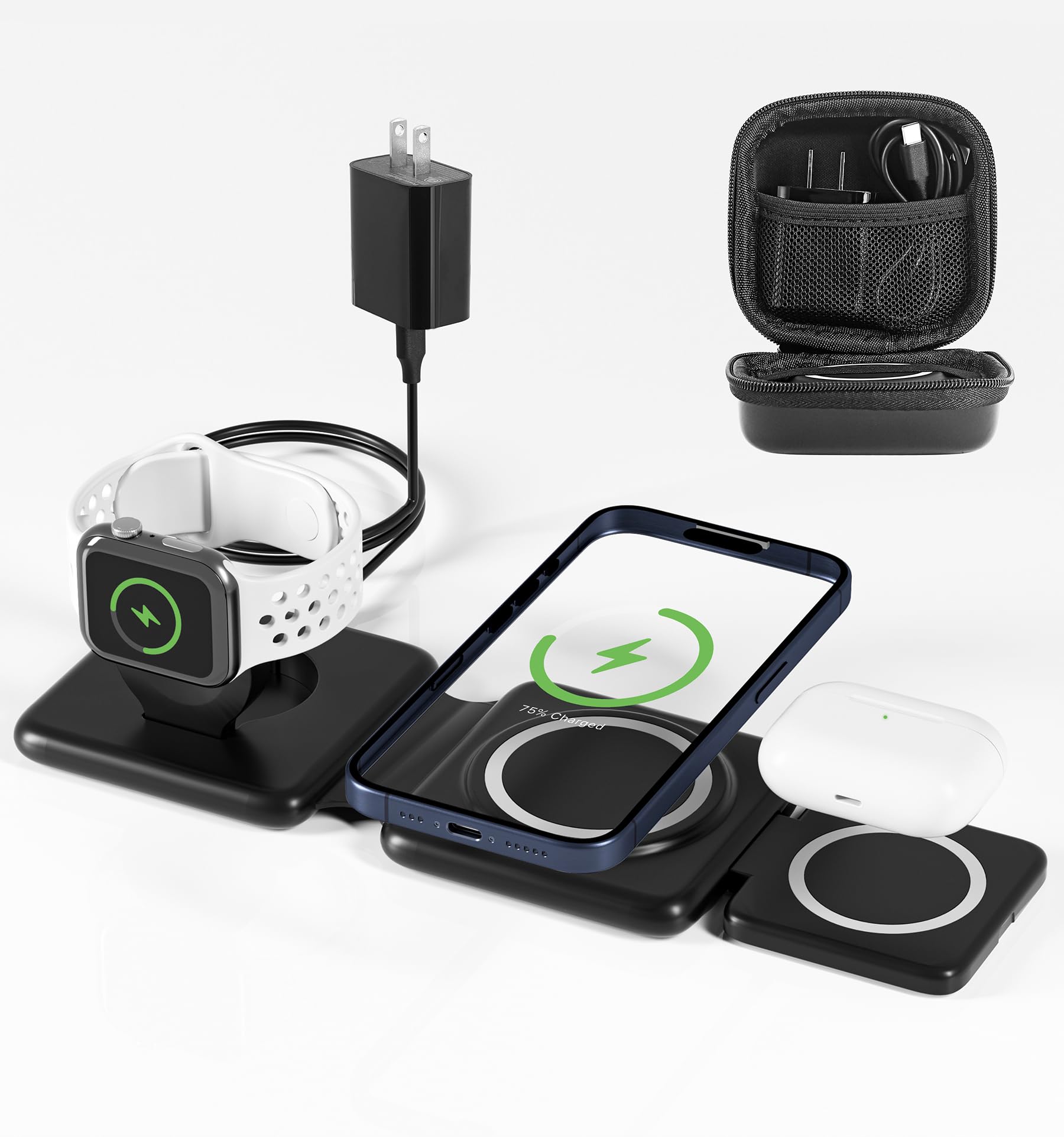 Onechiprevo 3 in 1 Mag-Safe Charging Station for Apple Device 20W Fast Charging Wireless Charger for iPhone 15/14/13/12/11 Series and AirPods 3/2/Pro 2/Pro,iWatch Ultra/8/7/6/5/4/3/2/SE