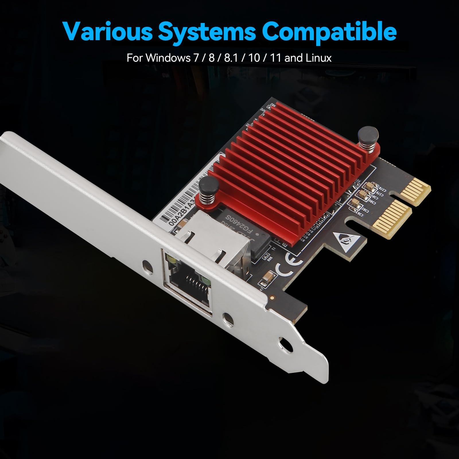 Scheda di rete PCIe da 5 Gbps, scheda Ethernet multi-Gigabit chip RTL8126 (5G/2,5G/1G/100Mbps) PCIe 3.1 X1, controller LAN RJ45 con avvio PXE, staffa a basso profilo per Windows/Linux