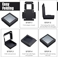 Vista 7 de Zonon 30 Cajas de Papel Kraft con Ventana 4.13 x 4.13 x 1.18 Pulgadas para Empaquetado de Dulces, Pequeñas Cajas de Regalo, Porta Jabón, Mini