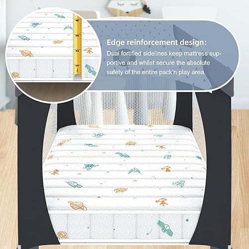 Miniatura 4 de Moonlight Family - Colchón silencioso Pack n Play, 38 x 26 pulgadas, colchón portátil de 38 x 26 pulgadas, colchón de corral inodoro y estable, solo