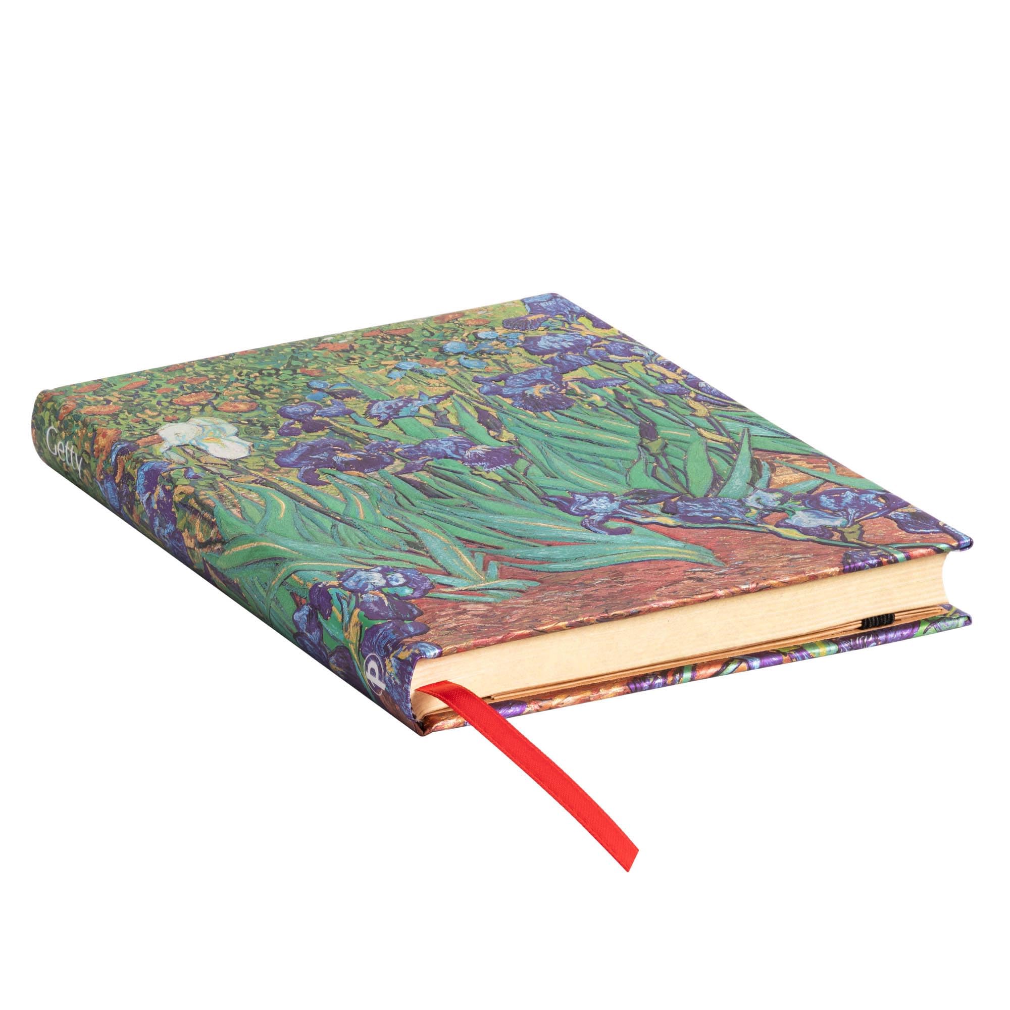 Van Gogh's Irises Midi Lined Hardcover Journal: Hardcover, 120 gsm, ribbon marker, memento pouch, elastic closure, book edge printing