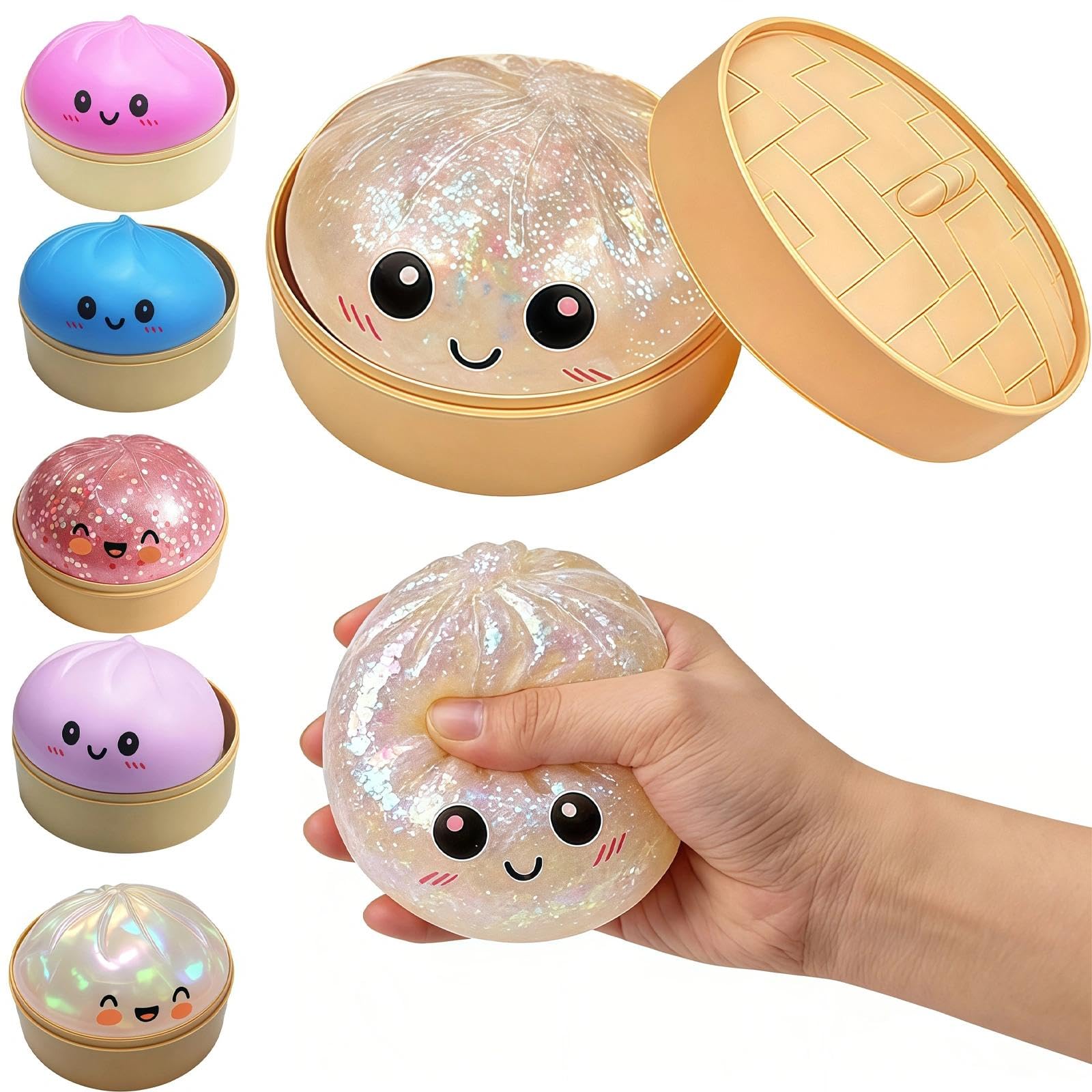 Dumpling Squishy Clear White, Soft Slow Rebound Squeeze, Gentle Sensory Relaxation Companion, Portable Decor for Home Office Classroom, Suitable for All Ages