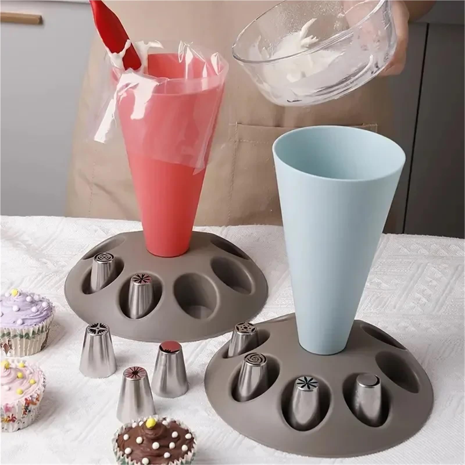Manga Pastelera Soporte for Manga pastelera, Organizador Auxiliar, Soporte for Boquilla, Utensilios de repostería for práctica.(Gray M Piping Bag)