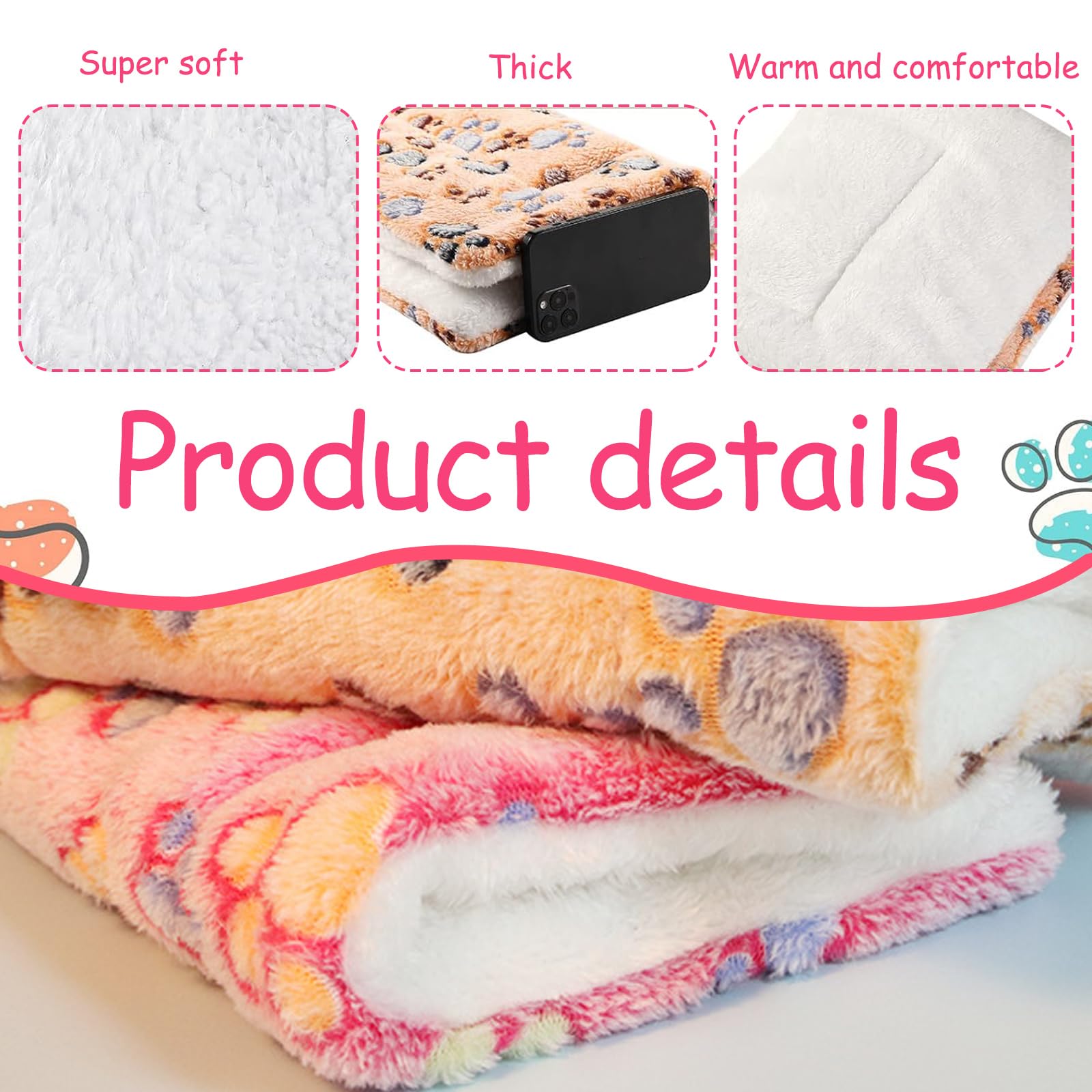 EULAPGOE 4 Pcs Dog Crate Bed Mattress, Fleece Pet Cushion Bed Mat, Washable Cat Cushion Pad for Small Dog Cat Puppy - Image 3