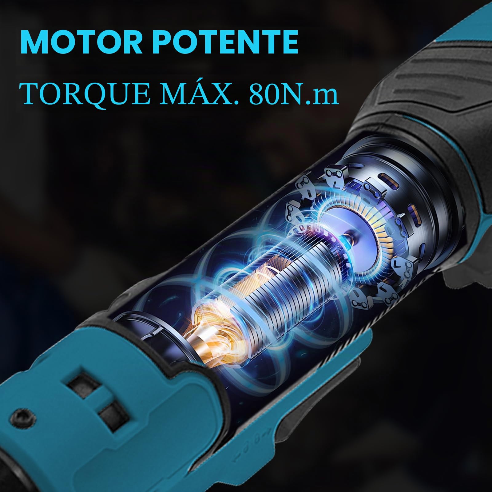 Llave de trinquete inalámbrica para batería Makita de 18 V, llave de trinquete eléctrica extendida de 16 cm de largo, herramienta eléctrica con luz LED, 600 RPM, 80 N.m