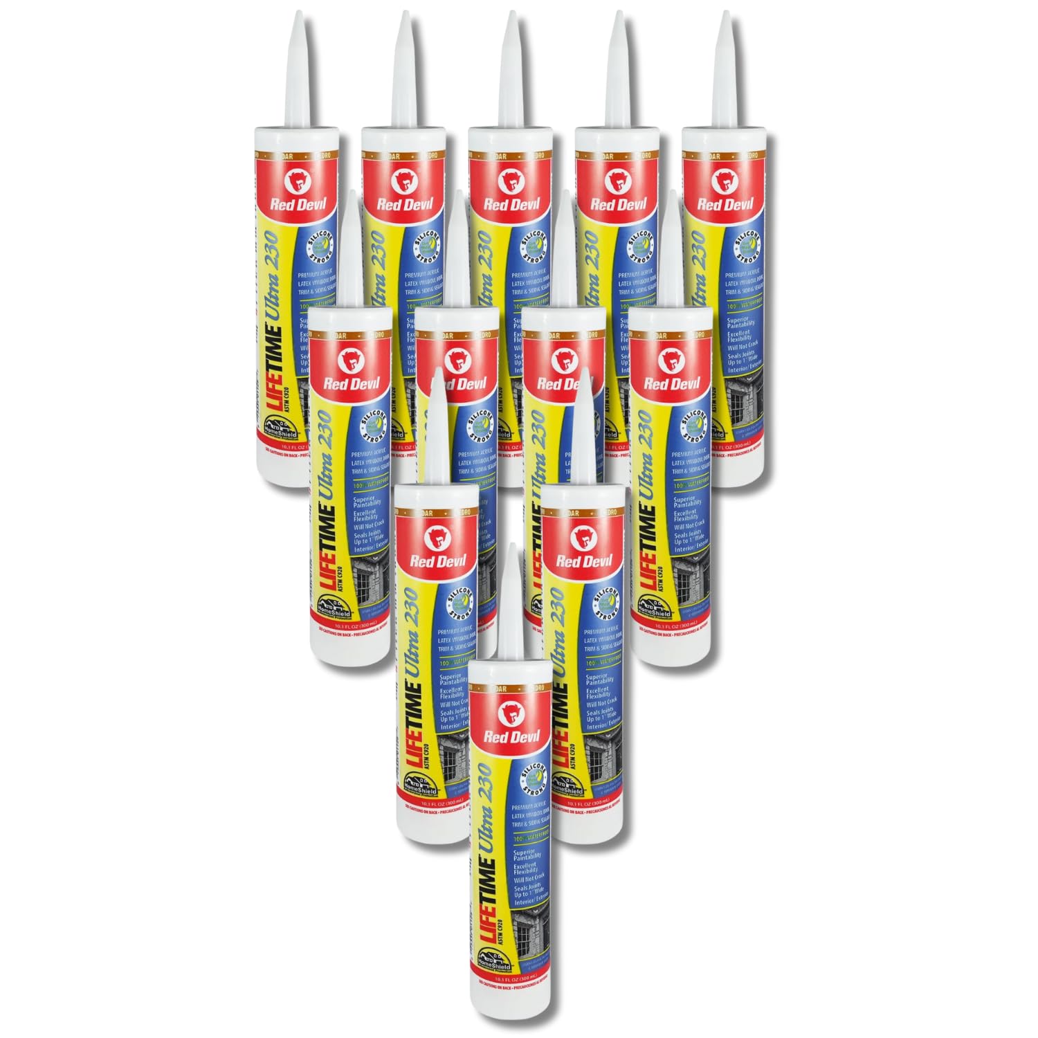 Red Devil 07701012 Lifetime Ultra Premium Elastomeric Acrylic Latex Sealant, Cedar, 10.1 oz, Pack of 12