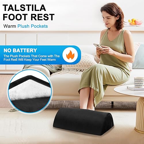 Miniatura 2 de TALSTILA Reposapiés para debajo del escritorio en el trabajo, reposapiés con bolsillos cálidos y de felpa, taburete ergonómico de espuma, reposapiés
