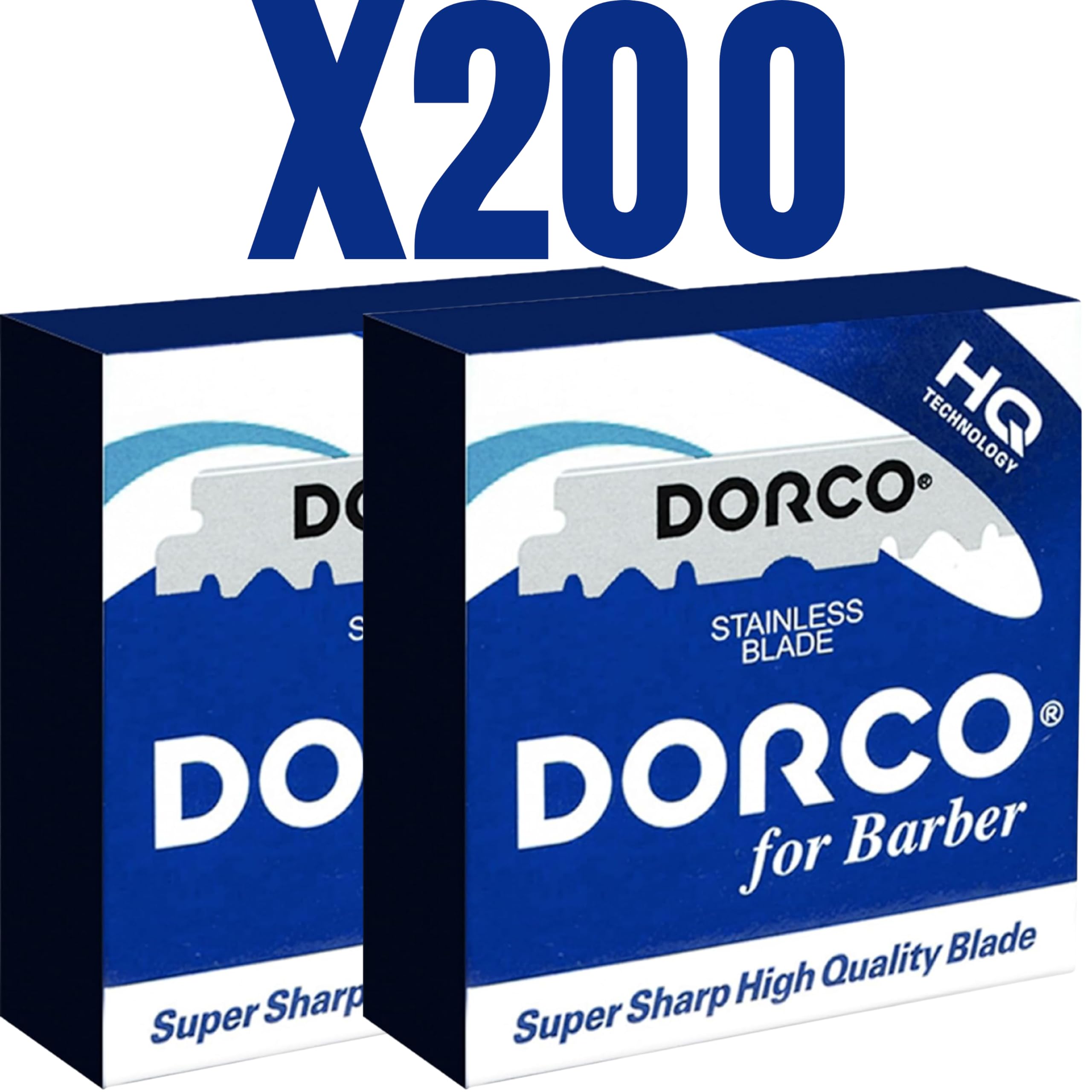 200 Premium Quality DORCO Single Edge Razor Blades - Ultra-Sharp, Long-Lasting, Professional Grade Shaving Blades - Professional Barbers' And Traditional Shaving Enthusiasts' Choice - Pack of 200