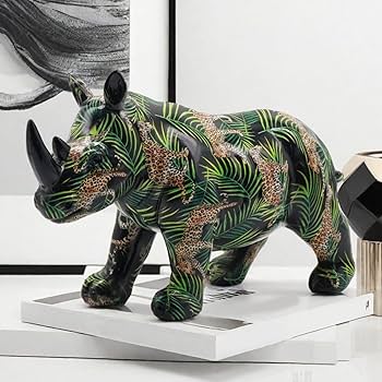 Amazon.co.jp: Patonde サイの動物の置物、樹脂サイの像