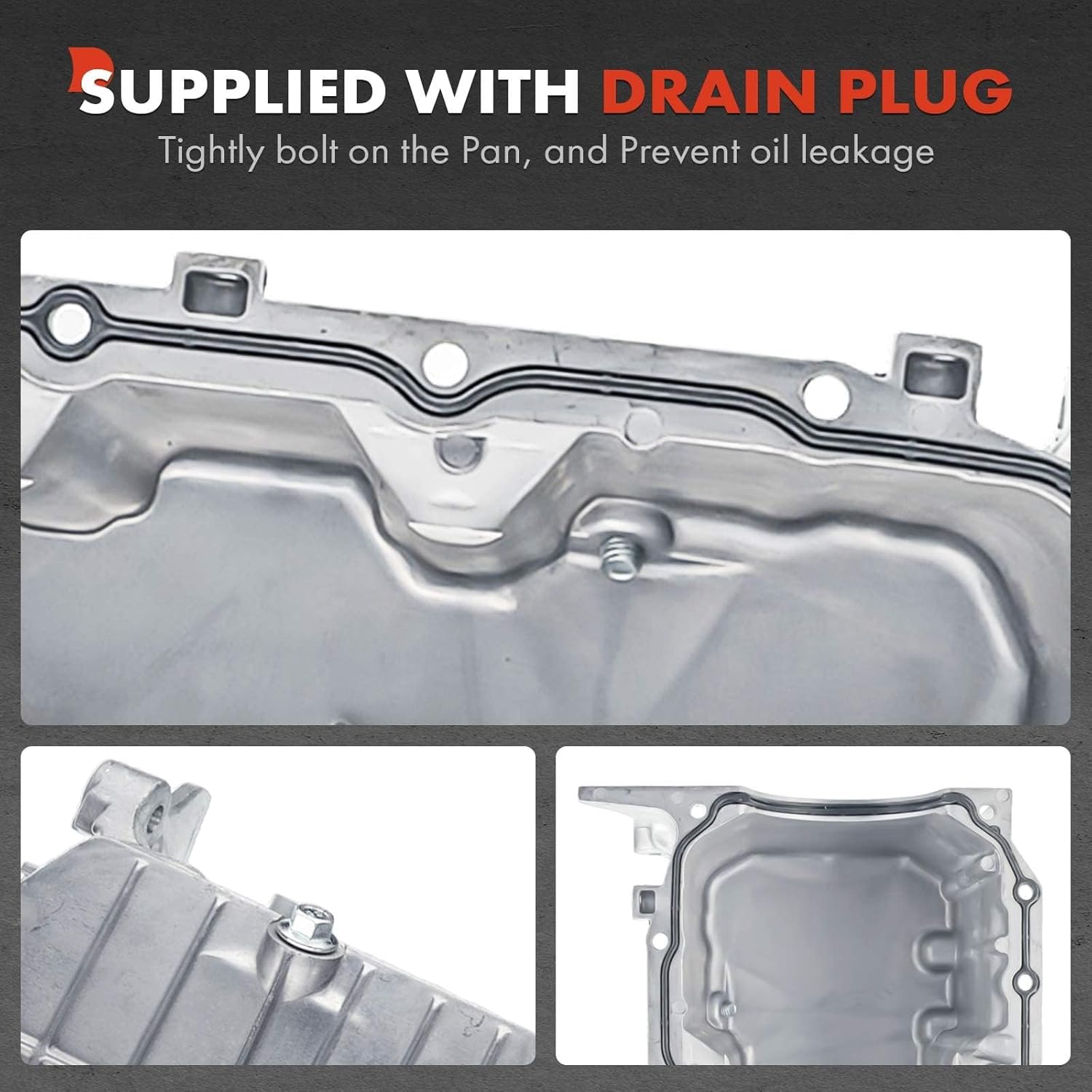 A-Premium Engine Oil Pan Sump with Drain Plug Compatible with Chevrolet Equinox 2005-2009, Pontiac Torrent 2006-2009, V6 3.4L