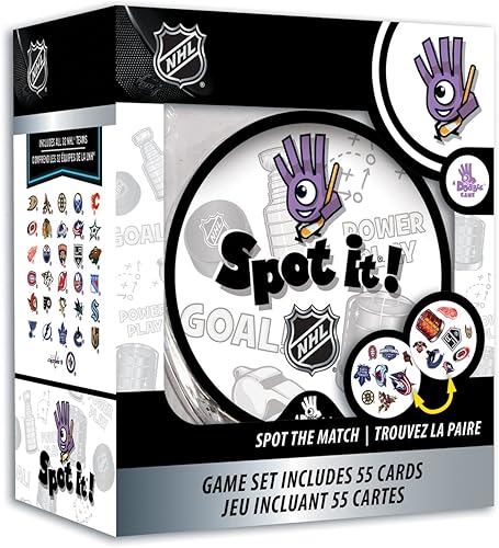 MasterPieces Día del juego: juego Spot It de la NHL para niños, adultos y familia