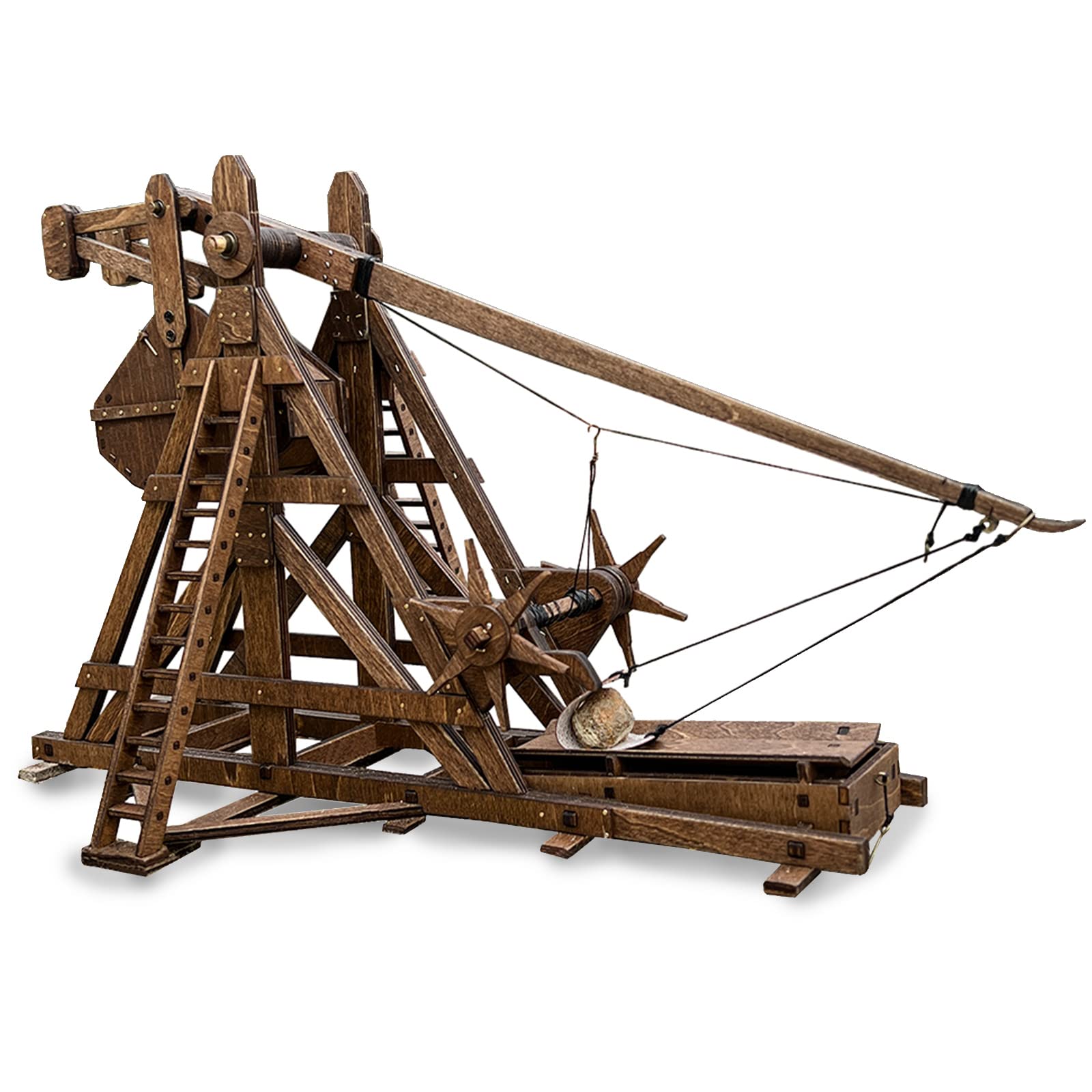 YAQUMW The MINI Counterweight Trebuchet Europe Medieval Siege Equipment Chariot Catapult Weapons DIY 3D Wooden Puzzles Model Kits for Adults STEM