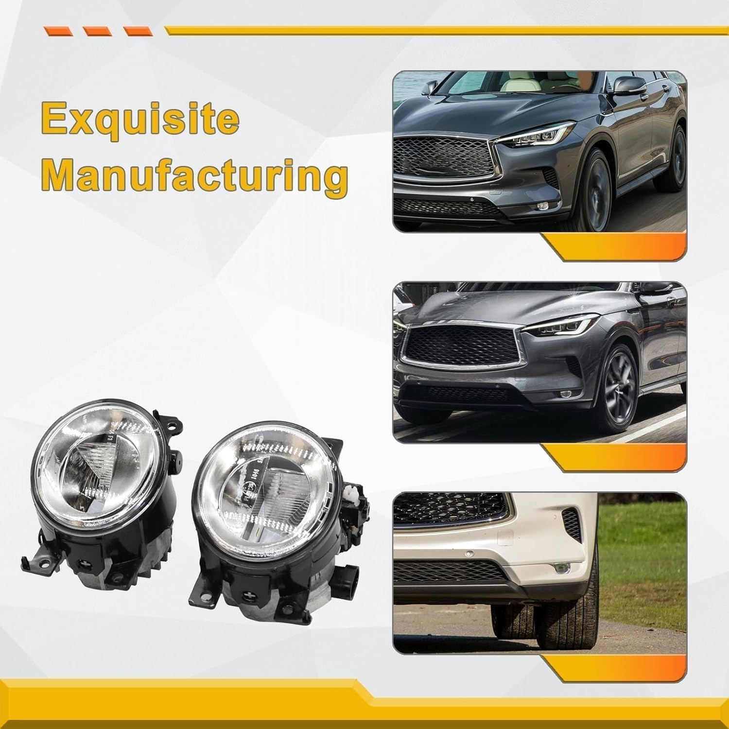 Pair Fog Lights Compatible with Q50 QX50 Q60 QX60 QX80 2014-2018 Driver & Passenger Side Bumper Fog Lamp Replace IN2593108 IN2592108 261554GA0A 261554GA0B