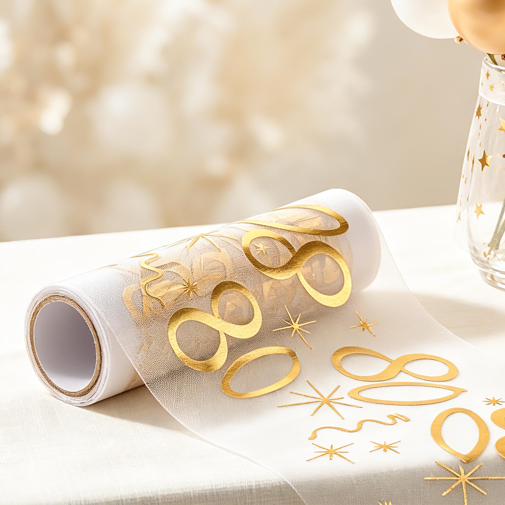 LAIDANLA 80th Birthday Table Decorations Gold Party Table Runner 28cm x 10m