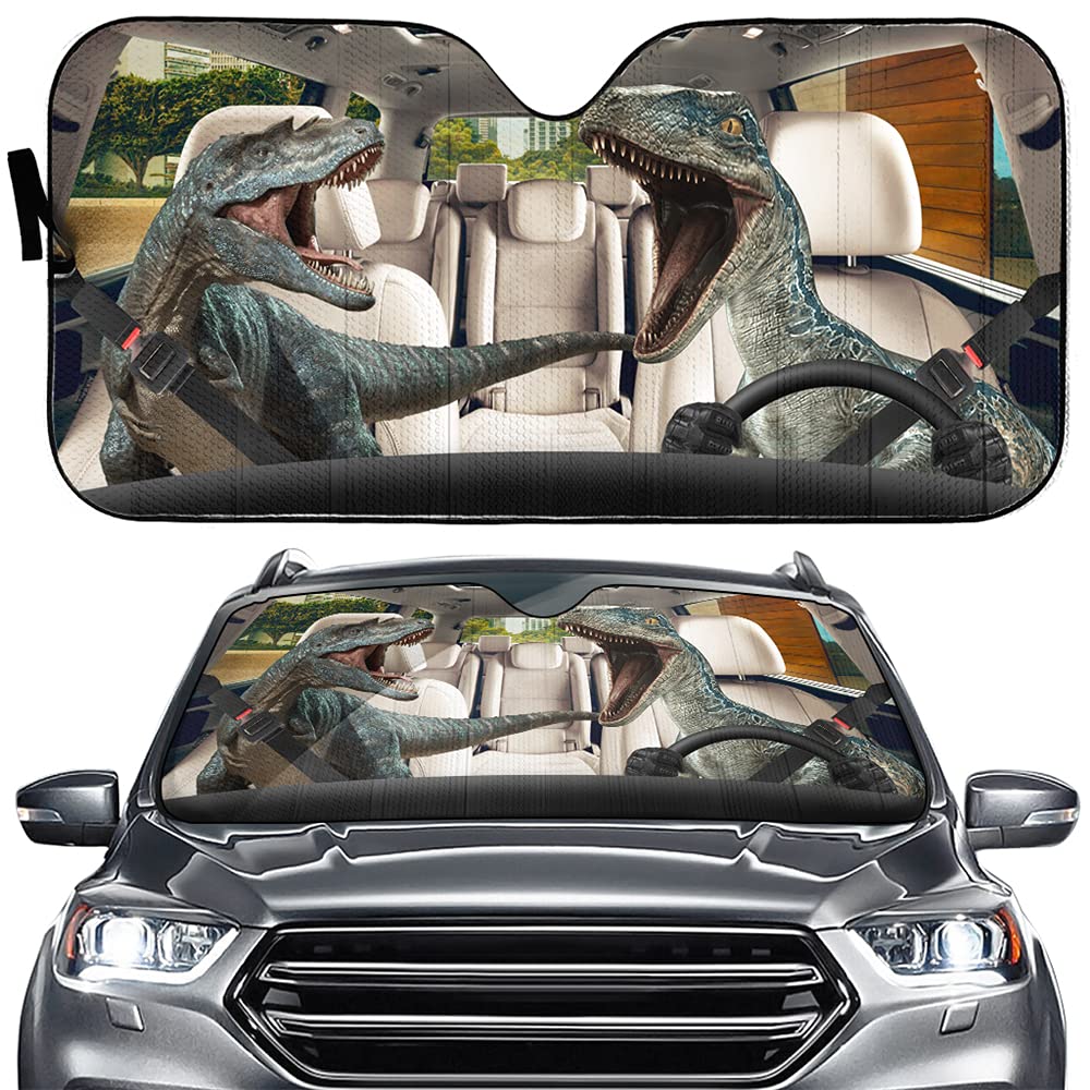 Tyrannosaurus Driver Windshield Sun Shade Angry Sunshade Visor for Car Auto Decor Ultraviolet-Proof Dinosaur Front Windshield Shade for SUV Van Truck