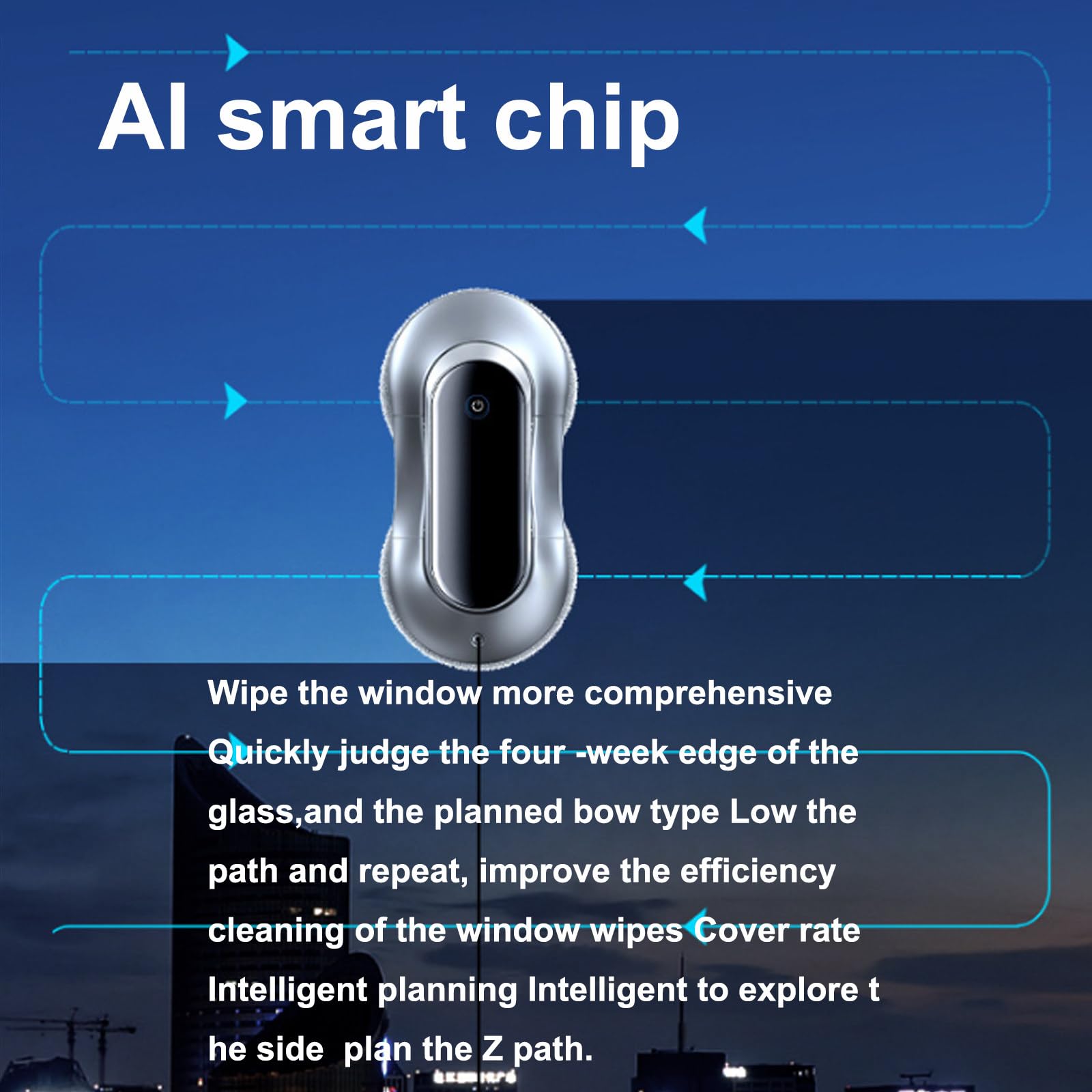 Robot limpiacristales de 2800 Pa, Aspirador con 4 pulverizadores de Agua automáticos y Control Remoto, Ideal para Limpiar Cristales, Azulejos y baños, con 10 paños, Color Blanco.