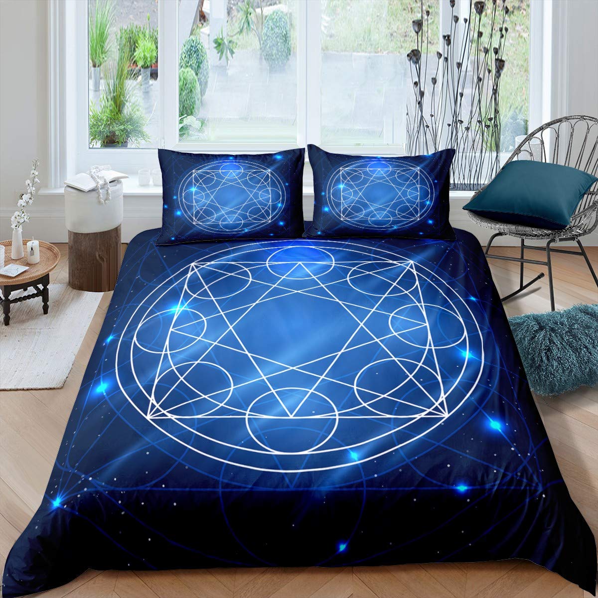 Set Copripiumino 220x230 Cm Con Costellazioni 3D, 2 Federe 50x75 Cm, In Microfibra Traspirante