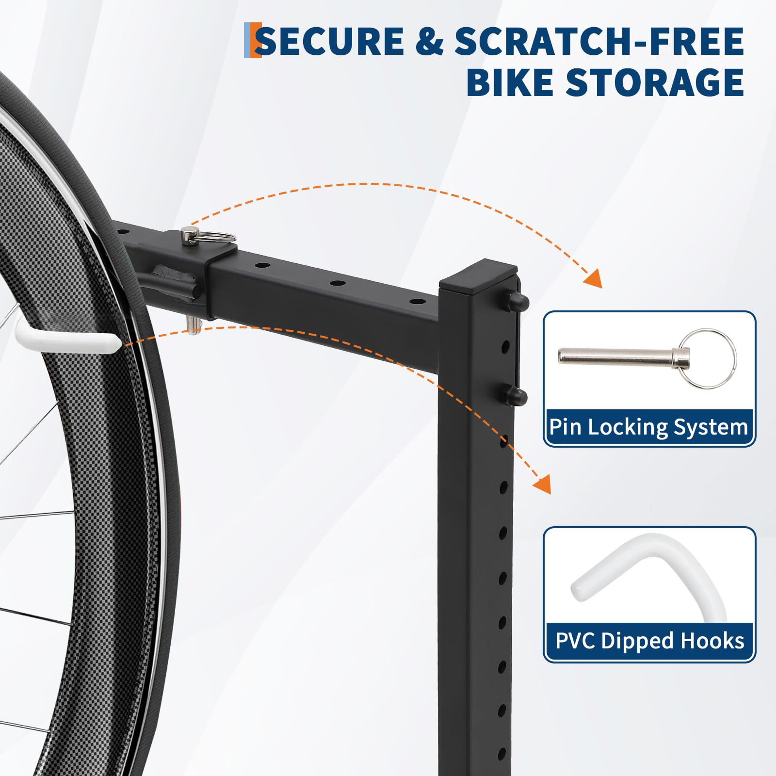 Garvee Soporte de Almacenamiento para 5 Bicicletas Resistente, con Patas Ajustables y Ganchos Recubiertos de PVC, Capacidad 300 lbs (136 kg), Organizador de Acero para Interior y Exterior
