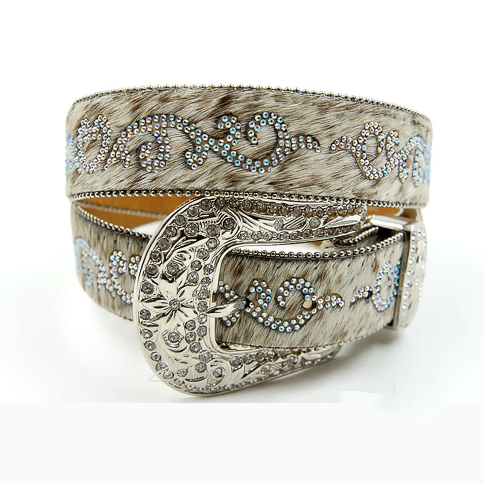 Strass-Westerngürtel Für Damen,Glänzende Mit Diamanten Verzierte Gürtel Für Jeansschnallen Für Kleidergürtel,Weiß,115CM/45.3''