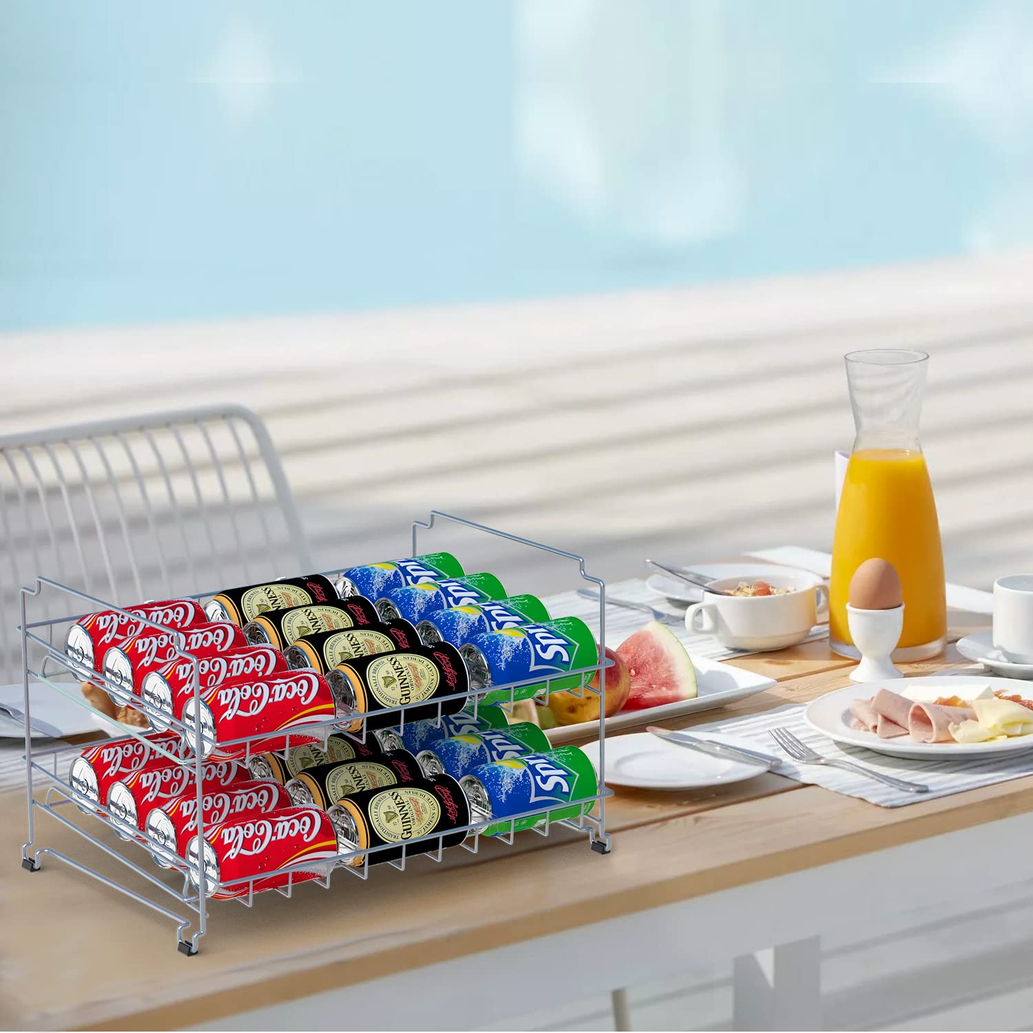 Bomclap Estantería apilable para armarios de cocina, 4 niveles, para 48 latas, color plateado
