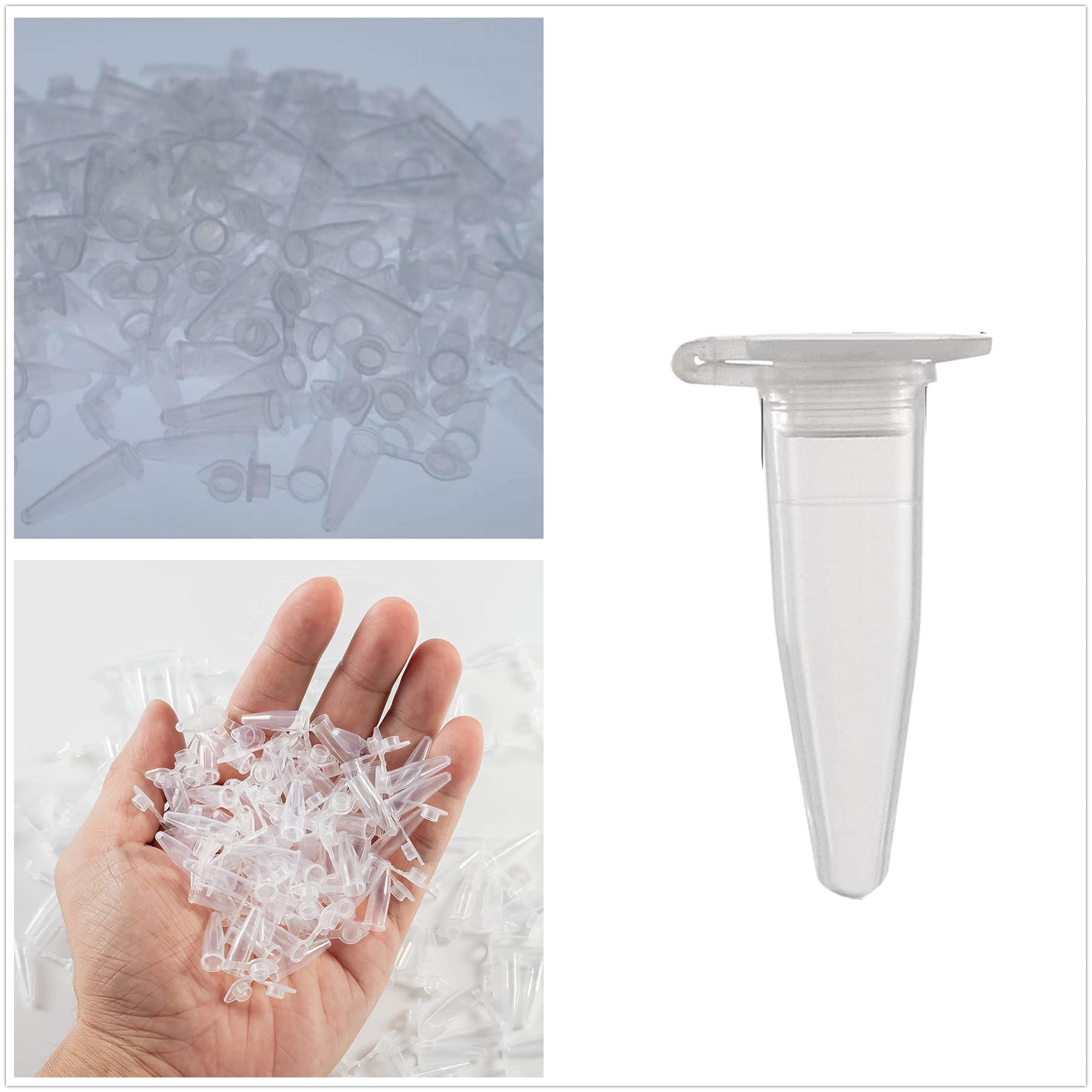 500 Pièces Tube Microcentrifugeuse,0.5ML Tube à Centrifuger Conique,Récipients à Réaction avec Snap Capuchon,pour l'analyse d'échantillons en Laboratoire Conteneur de Stockage d'Échantillons