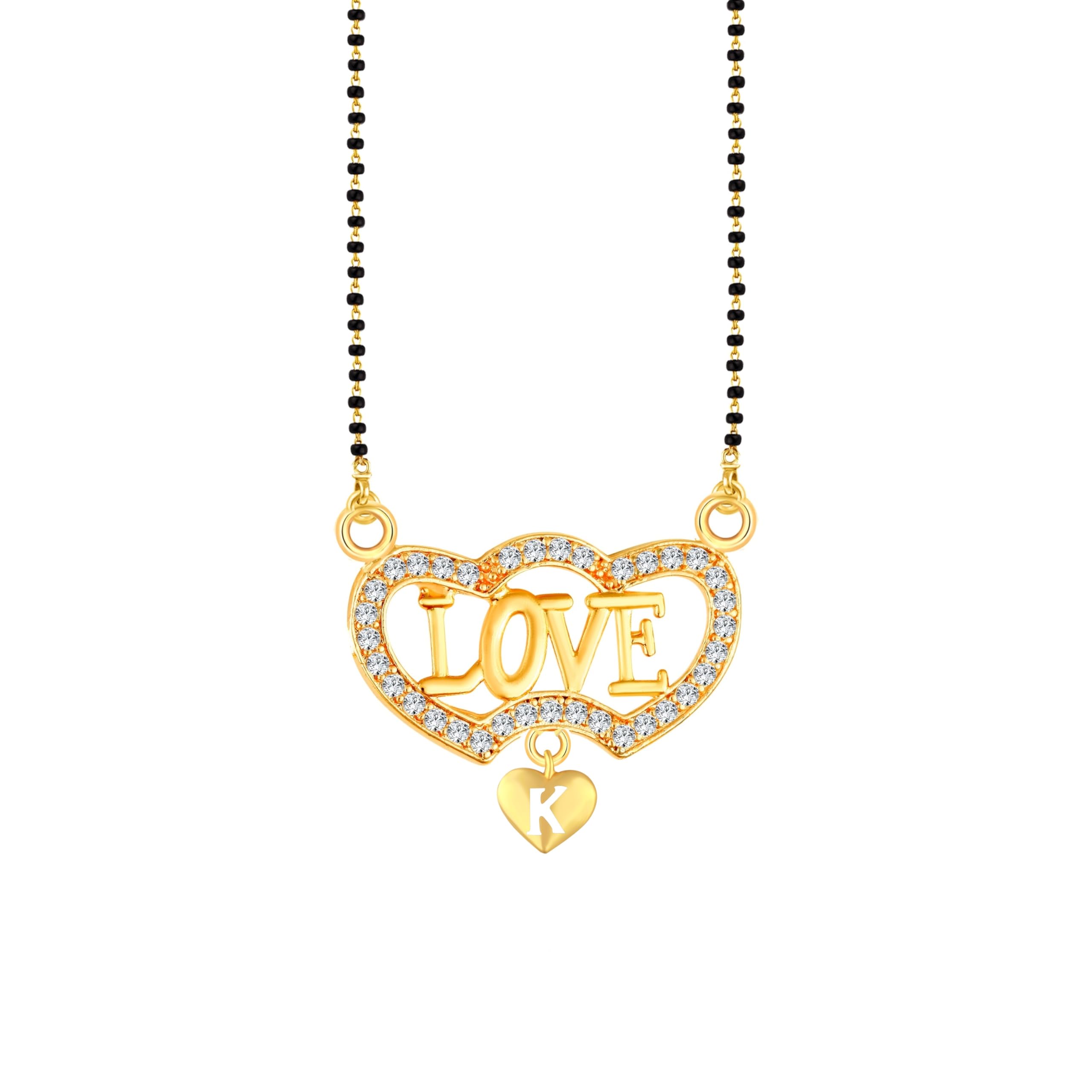 Love letter K Gold plated Valentine Latest pendant alphabet Mangalsutra-image-31