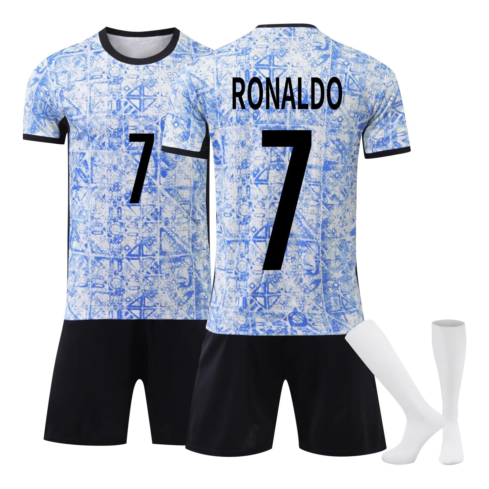 Generic 2024 Camiseta de fútbol Niño,Nr.7 Juego de Camisetas de Futbol Infantil Adulto,Equipacion Fútbol de Casa/Visitante Juego Infantil Adulto,Entrenamiento de Fútbol Camiseta Pantalón Corto y Medias