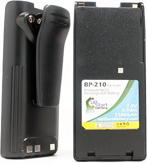 2X Pack - Icom BP-210 Two-Way Radio Battery with Clip Replacement (1100mAh, 7.2V, NI-CD) - Compatible with Icom BP-209N Battery, Icom IC-A24, Icom IC-V8, IC-V82, IC-A6, IC-F21GM, IC-F21, IC-F11