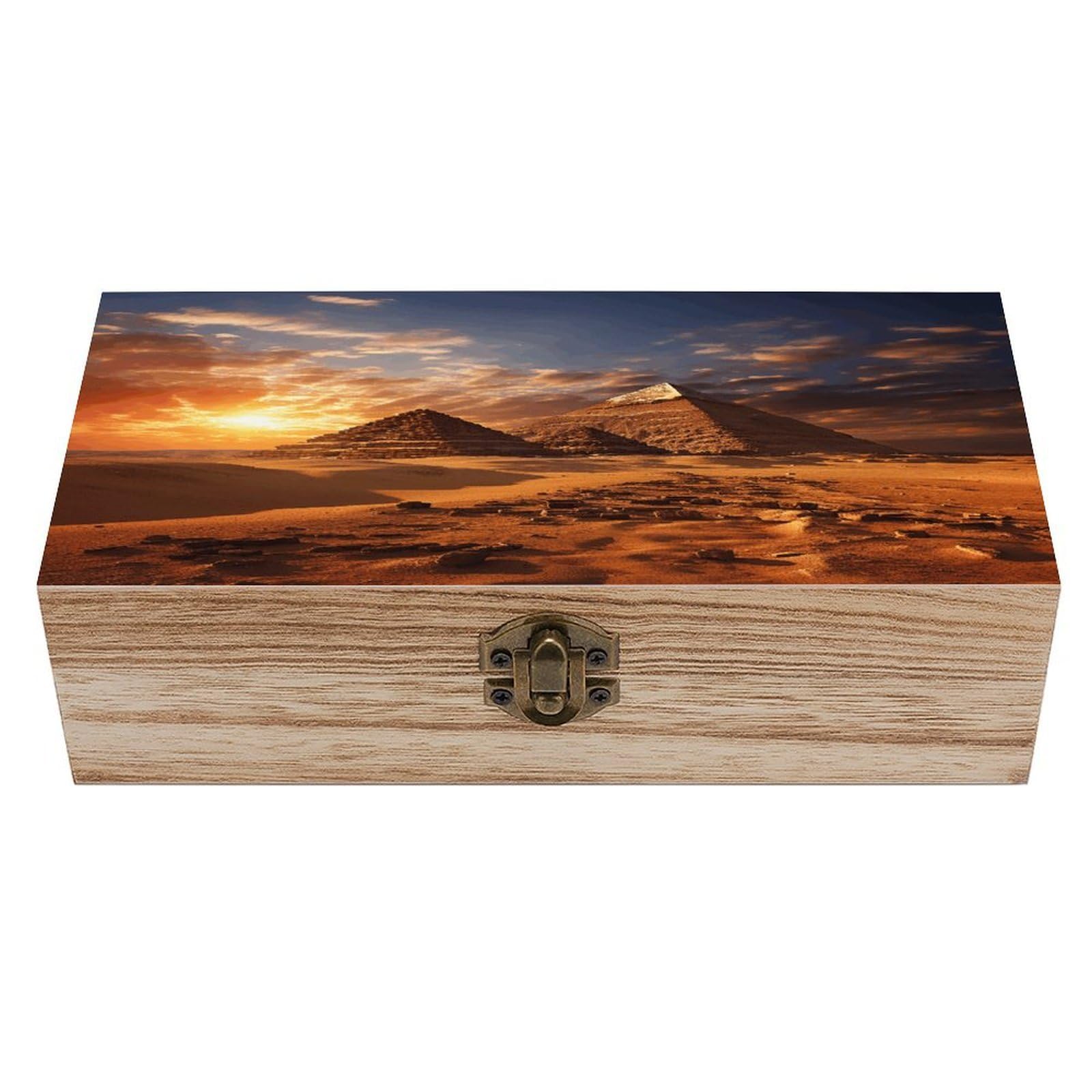 VstaDank Egyptian Pyramids Wooden Storage Box Wooden Keepsake Box with Hinged Lid Exquisite Solid Wood Decorative Jewelry Case Memory Box for Jewelry Photos Letters Crafts Trinkets