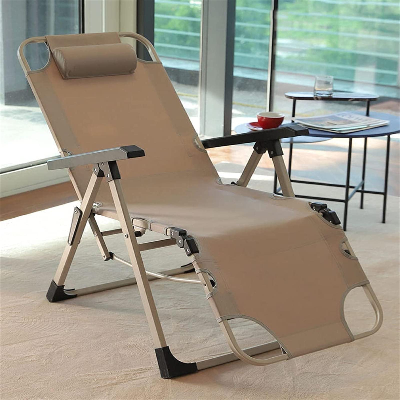 Fauteuil inclinable Pliable zéro gravité, Coussin pour chaises Longues, pour Jardin, terrasse, transats, lit inclinable, Charge jusqu'à 300 kg