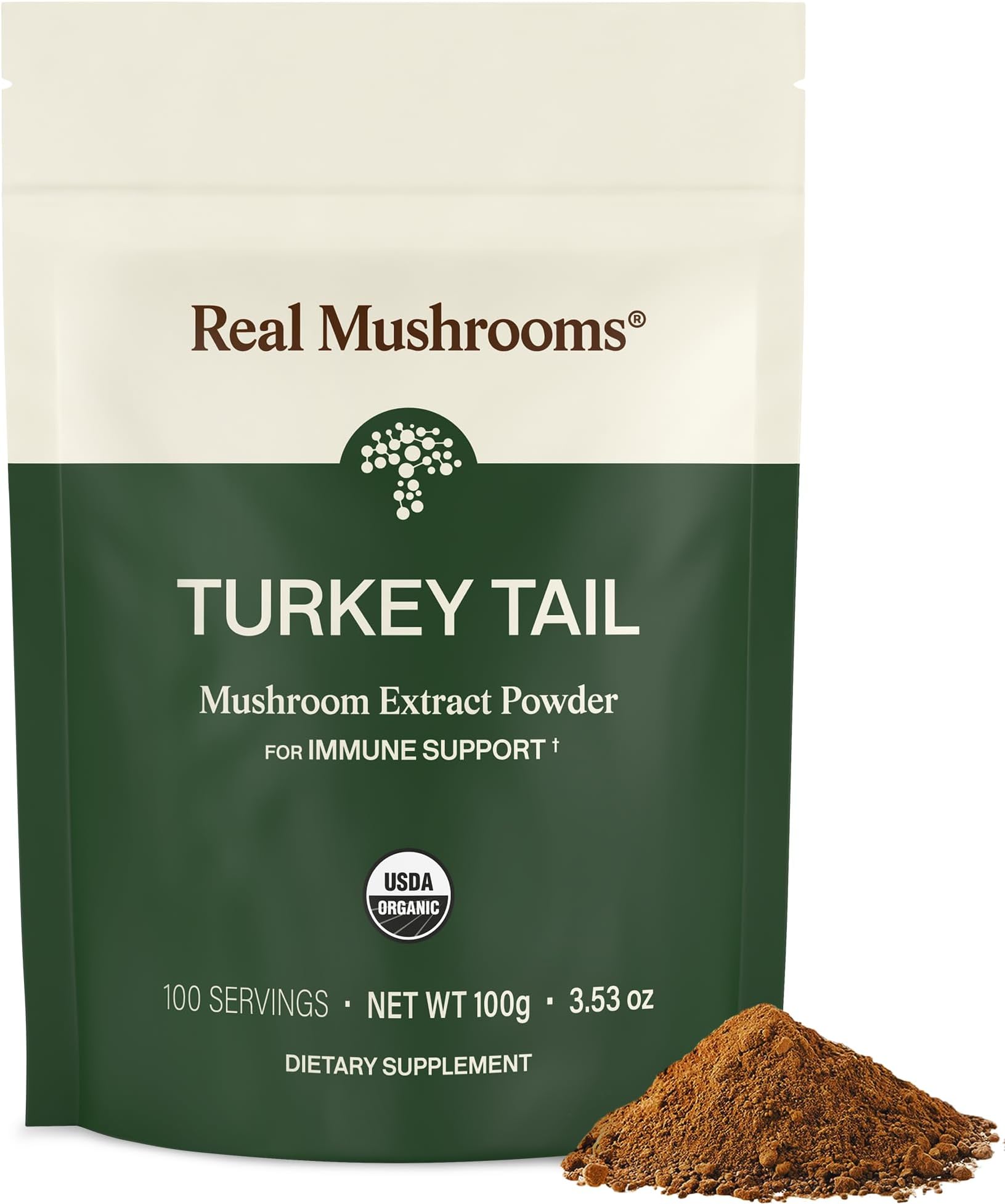 Real Mushrooms Turkey Tail Mushroom Powder – Organic Turkey Tail Extract from – for Wellness, Gut Harmony, & Energy Support – Vegan, Non-GMO, No Fillers – 100 Servings Functional Mushroom Supplement