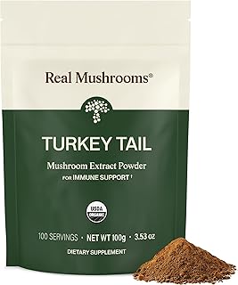 Real Mushrooms Turkey Tail Mushroom Powder – Organic Turkey Tail Extract from – for Wellness, Gut Harmony, & Energy Support – Vegan, Non-GMO, No Fillers – 100 Servings Functional Mushroom Supplement