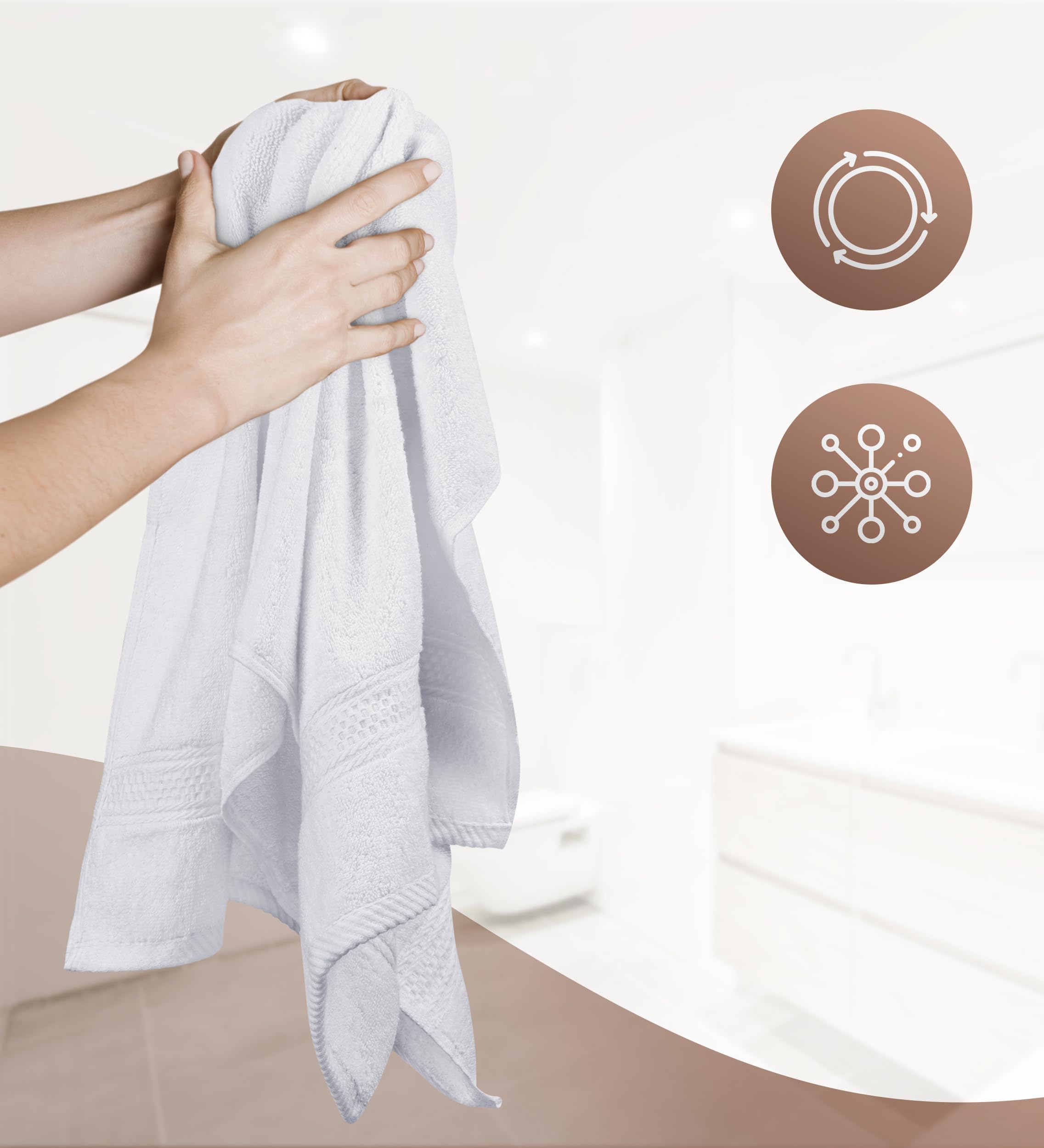 Utopia Towels - Zestaw 6 (50 x 100 cm), ręczniki kąpielowe, ręczniki toaletowe o wysokiej chłonności z haczykiem, 100% bawełna pierścień przędzalniczy z haczykiem (Biały)