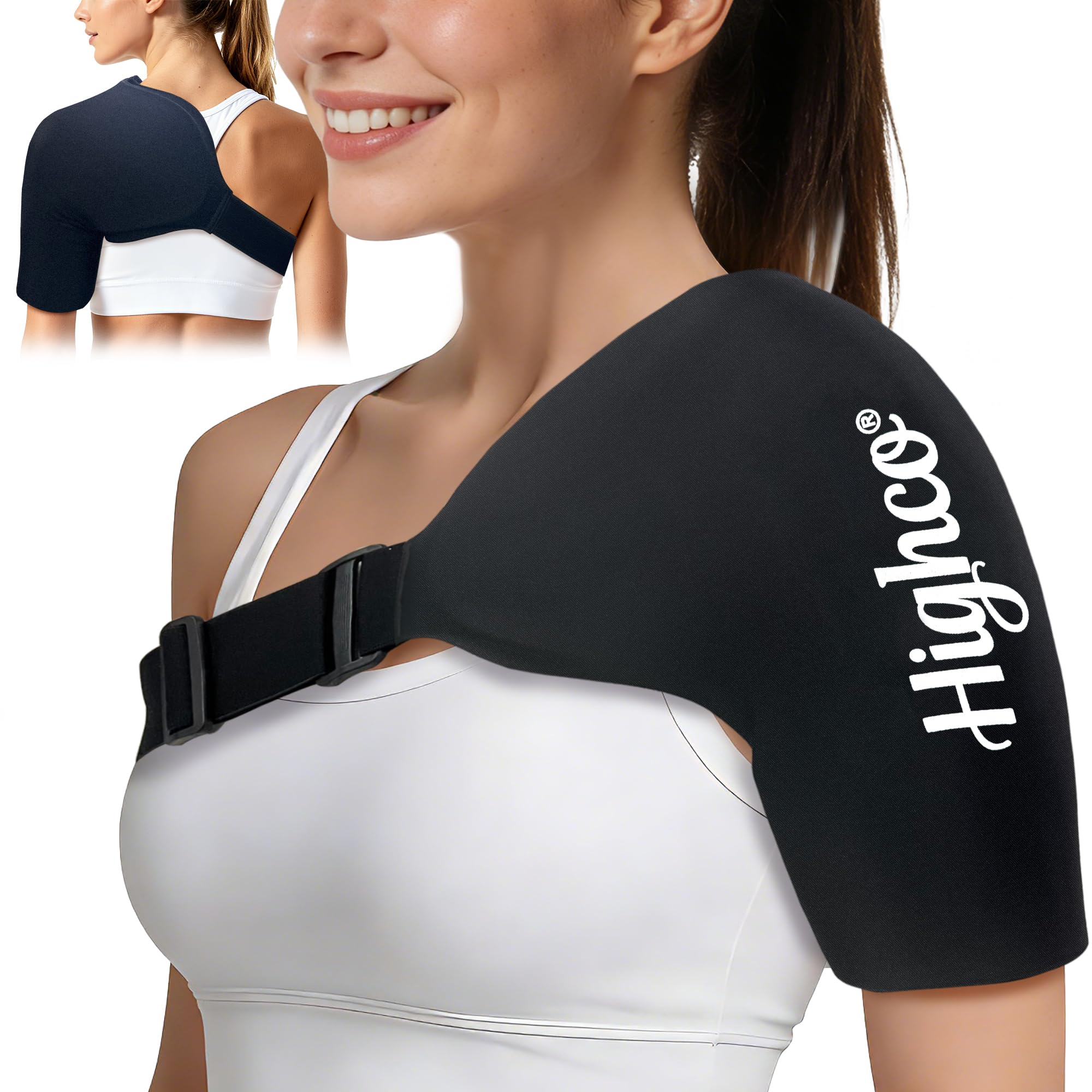 Épaulière de Compression Chaud et Froid | Poche de Glace Épaule Réutilisable pour Soulagement Douleur Coiffe des Rotateurs, Tendinite, Récupération Sportive et Post-Chirurgie | Sangle Ajustable（L）