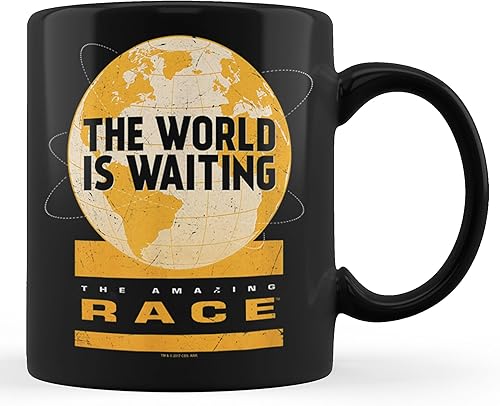 Tuantuyetvoi Taza de café negra Amazing Race Waiting World de 11 oz
