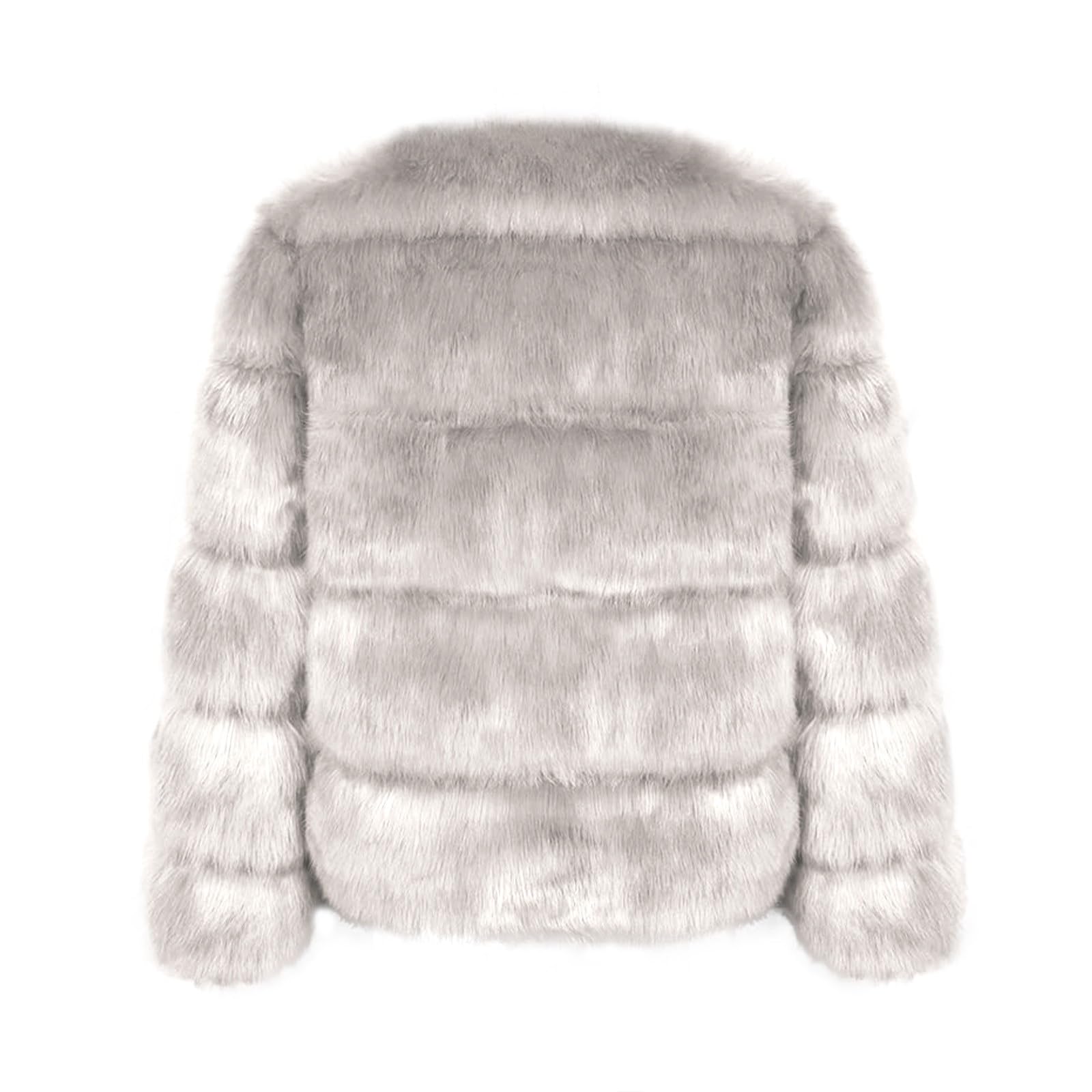 Veste en fourrure synthétique pour femme - Veste courte en fausse fourrure - Veste d'hiver pour femme - Couleur unie - Épaisse - Manteau d'hiver ample en fausse fourrure - Manteau d'extérieur - S-5XL