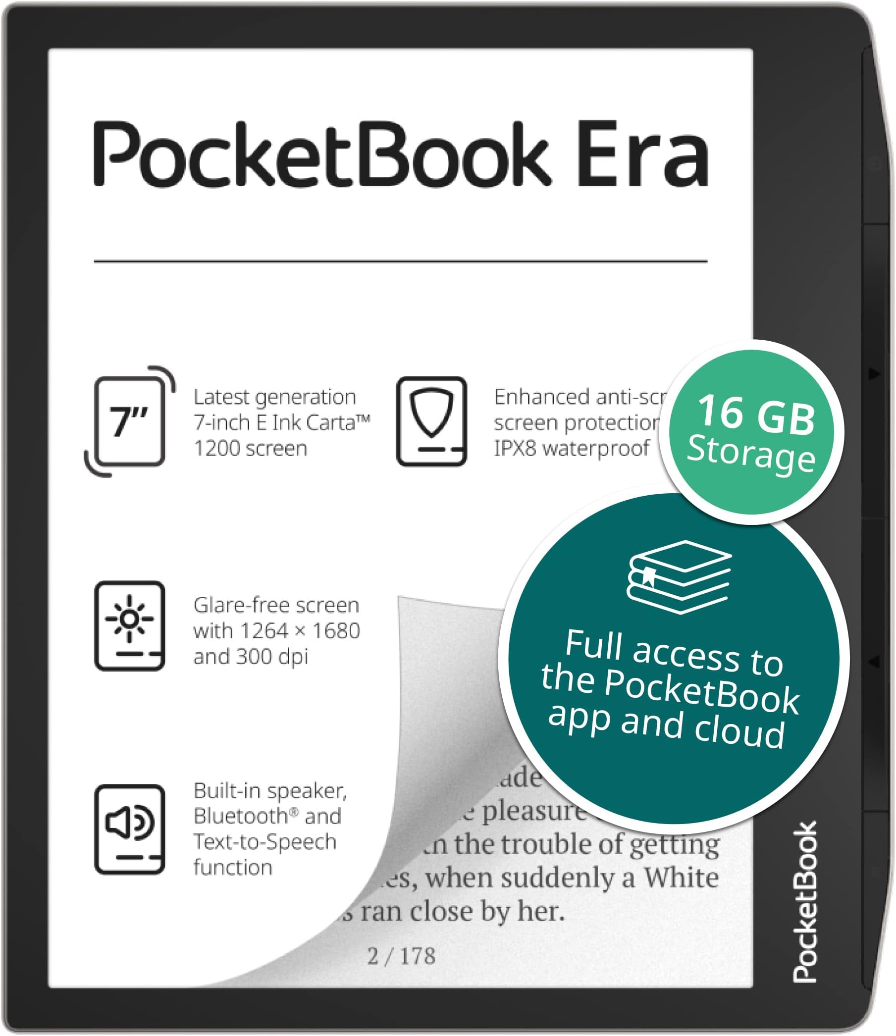 PocketBook 700 Era Silver ebook reader Touchscreen 16 GB Black Silver